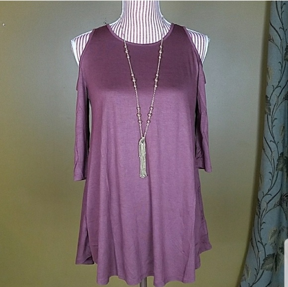 Pink Cold Shoulder Swing Top - Picture 4 of 4